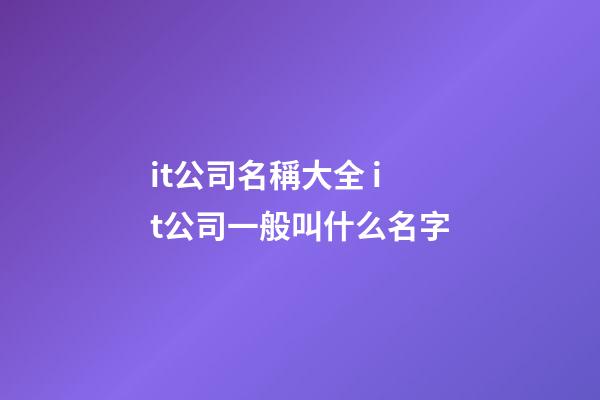 it公司名稱大全 it公司一般叫什么名字-第1張-公司起名-玄機派